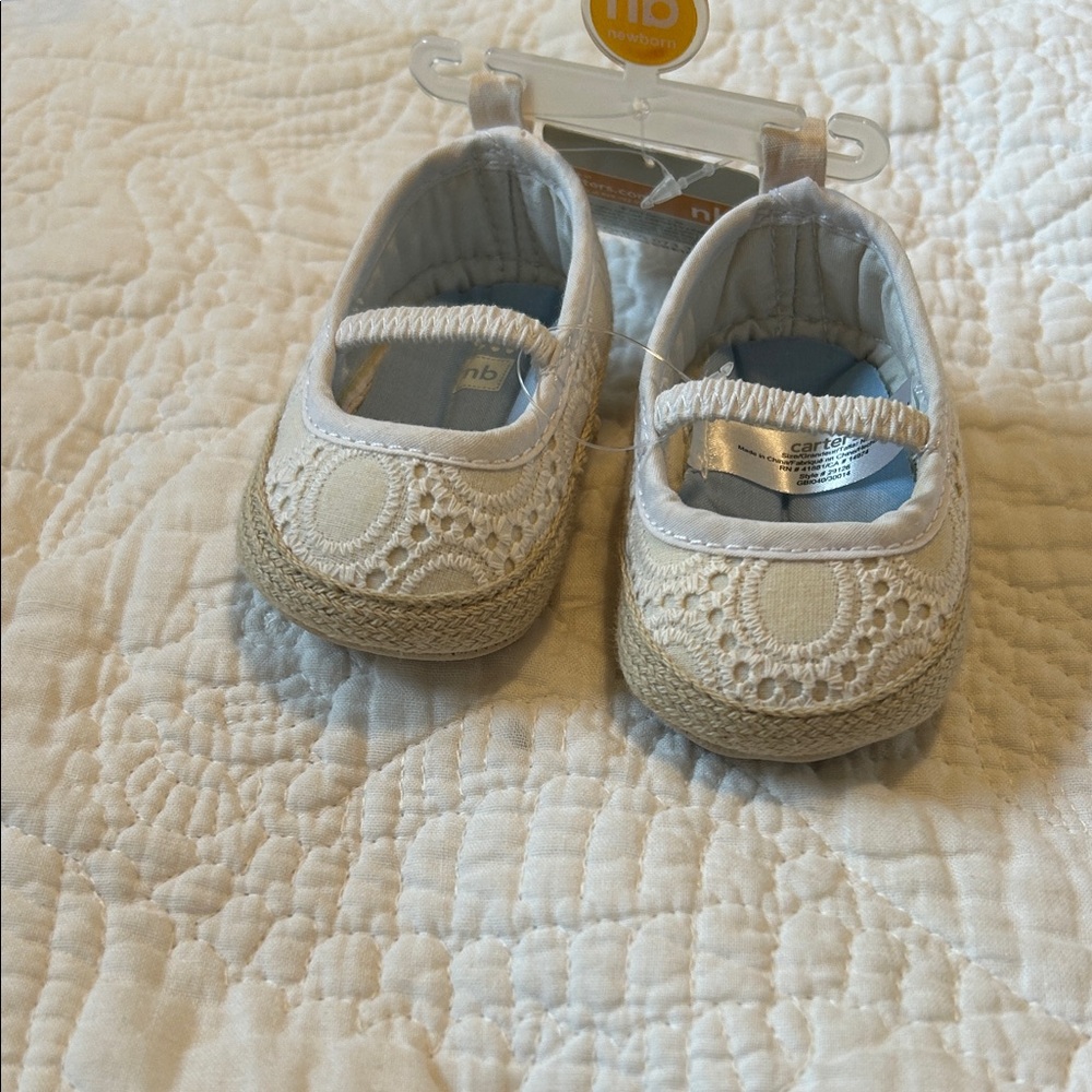 Carter's White Crochet Baby Shoes nwt